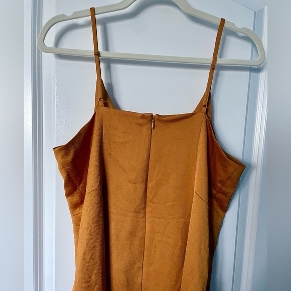 NWT Express Metallic Sheen Gold Dress with Slit | Size Large - Picture 5 of 8